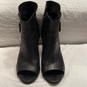 Rag & Bone Noelle soft black leather peep toe ankle  boot.